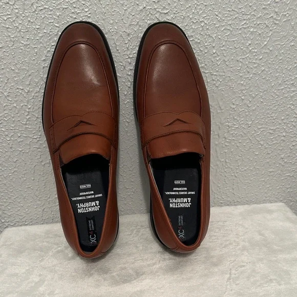 Johnston & Murphy Men's XC4 Maddox Penny Tan Leather Loafers - Picture 3 of 7